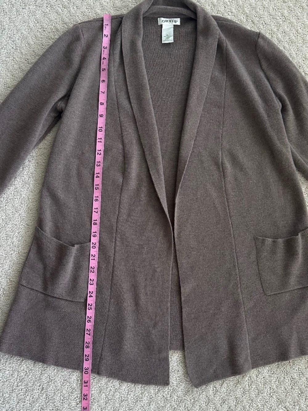 ORVIS Women's Open-Front Merino Wool Cardigan Sweater Taupe XL Soft Comfy Casual - Picture 9 of 10